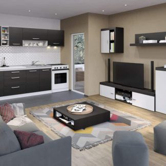 Pachet Mobila Bucatarie + Living Ferrara / Alb