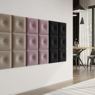 Panou decorativ tapitat - patrat cu buton Verde