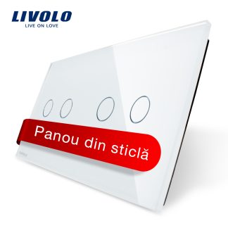 Panou intrerupator dublu+dublu cu touch Livolo din sticla