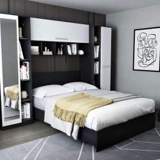 Set Mobila Dormitor Mario 2.87m pat incadrat si oglinda