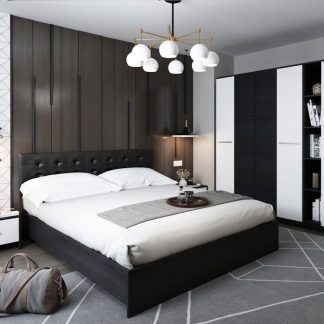 Set Mobila Dormitor Mario 4U 5 piese tapitat wenge