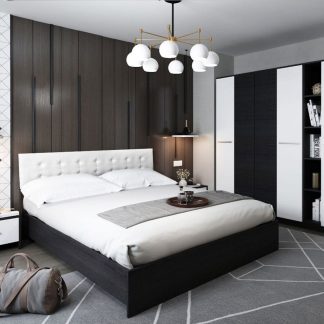 Set Mobila Dormitor Mario 4U 5 piese tapitat alb