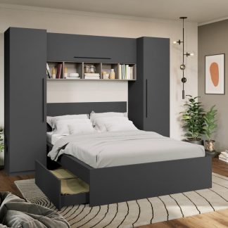 Set Mobila Dormitor Noce 2.56m cu pat incadrat