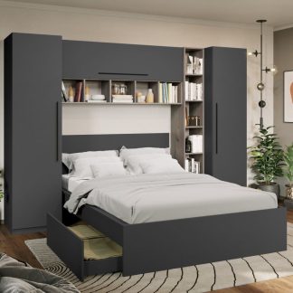 Set Mobila Dormitor Noce 2.84m cu pat incadrat