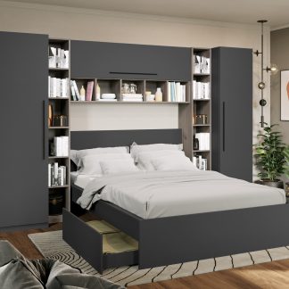 Set Mobila Dormitor Noce 3.12m cu pat incadrat