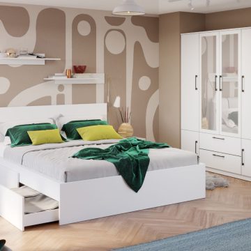 Set Mobila Dormitor Snow C05 cu oglinda