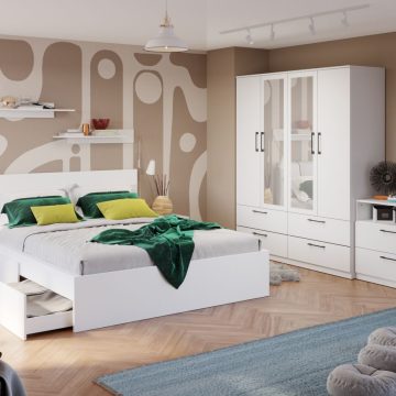 Set Mobila Dormitor Snow C13 cu oglinda