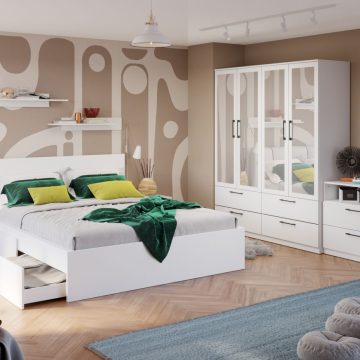 Set Mobila Dormitor Snow C17 cu oglinda
