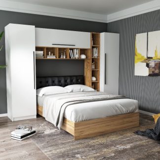 Set Dormitor Timea 2.84m cu pat tapitat Wenge incadrat