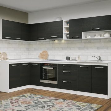 Set Mobila Bucatarie Colt Mina 140*300 Alb/Ferrara - C29