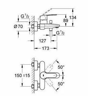 Baterie cada Grohe Eurostyle Cosmopolitan Monocomanda 33591002 ( stoc bucegi )