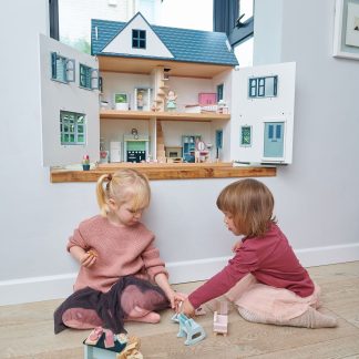 Casuta de papusi din lemn premium, cu etaj, 6 camere