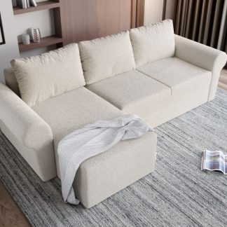 Coltar Extensibil Bonito plusat aspect lana alba