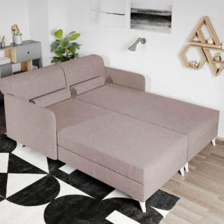 Divan dublu / Pat matrimonial tapitat Crem Round Fix