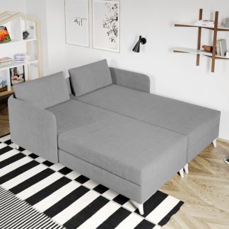 Divan dublu / Pat matrimonial tapitat Gri Deschis Soft Rabatabil