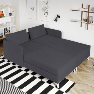 Divan dublu / Pat matrimonial tapitat Gri Inchis Soft Rabatabil