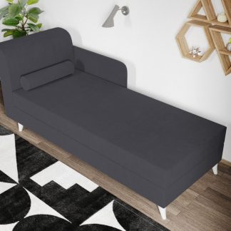 Divan / Pat o persoana tapitat Gri Inchis Round Fix