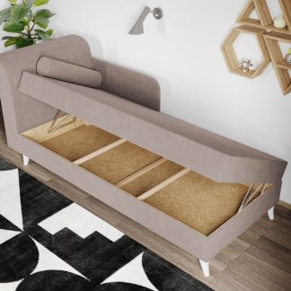 Divan / Pat o persoana tapitat Crem Round Rabatabil