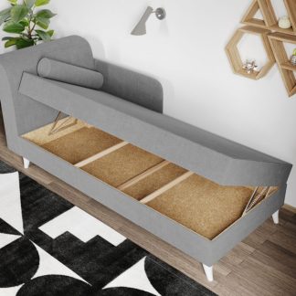 Divan / Pat o persoana tapitat Gri Deschis Round Rabatabil