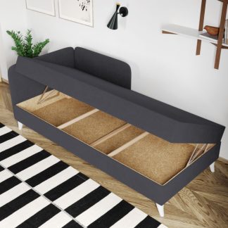 Divan / Pat o persoana tapitat Gri Inchis Soft Rabatabil