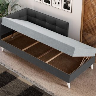 Divan / Pat o persoana tapitat Gri Deschis / Gri Antracit Story Rabatabil