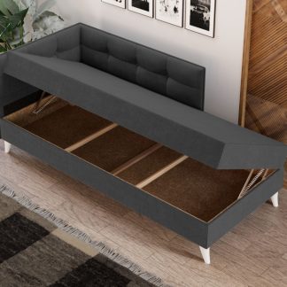 Divan / Pat o persoana tapitat Gri Antracit Story Rabatabil