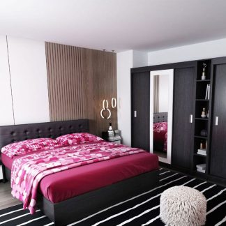 Set Mobila Dormitor Bingo F Tapitat Wenge 6 piese