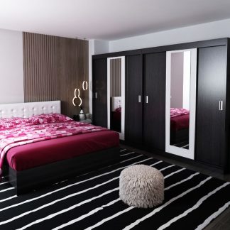 Set Mobila Dormitor Bingo F Tapitat Alb Dulap Dublu