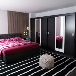 Set Mobila Dormitor Bingo F Tapitat Wenge Dulap Dublu