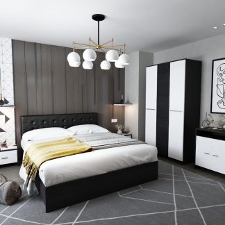 Set Mobila Dormitor Mario 3U tapitat wenge