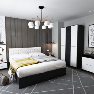 Set Mobila Dormitor Mario 3U tapitat alb