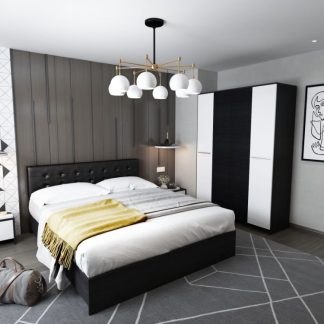 Set Mobila Dormitor Mario 4U 4 piese tapitat wenge