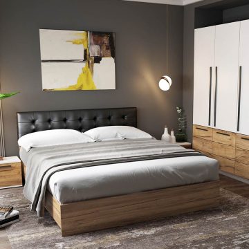 Set Mobila Dormitor Timea 4 piese Tapitat Wenge