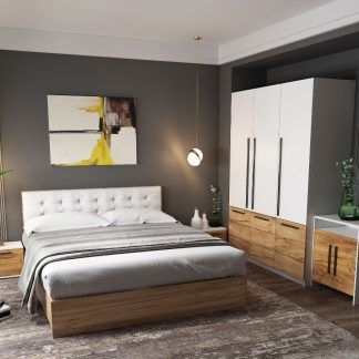 Set Mobila Dormitor Timea 5 piese Tapitat Alb