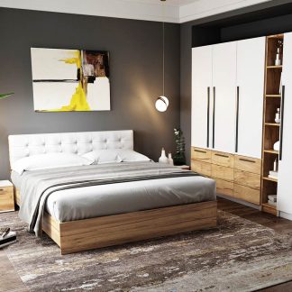 Set Mobila Dormitor Timea 6 piese Tapitat Alb