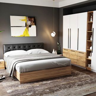 Set Mobila Dormitor Timea 6 piese Tapitat Wenge