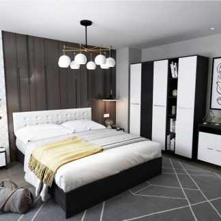 Set Mobila Dormitor Mario 3U 6 piese tapitat alb