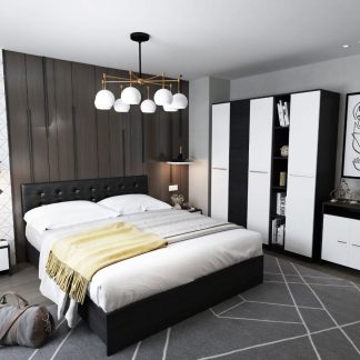 Set Mobila Dormitor Mario 3U 6 piese tapitat wenge