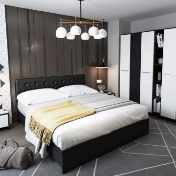 Set Mobila Dormitor Mario 3U 5 piese tapitat wenge