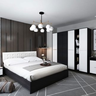 Set Mobila Dormitor Mario 4U 6 piese tapitat alb