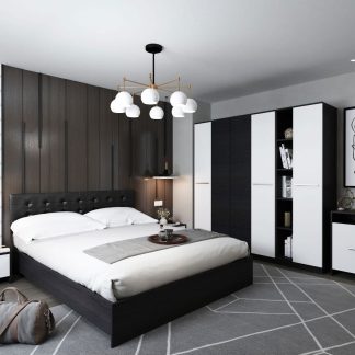 Set Mobila Dormitor Mario 4U 6 piese tapitat wenge