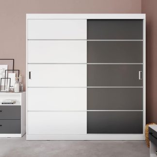 Dulap Avangard 184 usi alb/gri