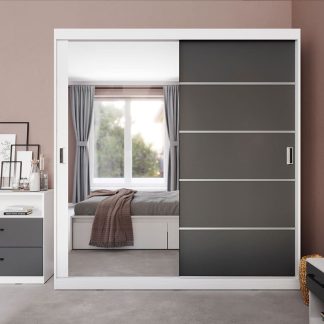 Dulap Avangard 184 usi gri/oglinda