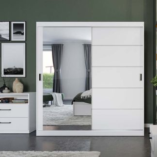 Dulap Nordis 184 usi oglinda/alb