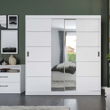 Dulap Nordis 184 usi alb/oglinda