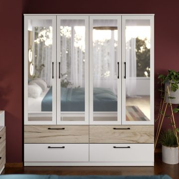 Dulap Relax Alb / Stejar k02 - C164/07 cu oglinda