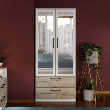 Dulap Relax Alb / Stejar k02 - C83/05 cu oglinda