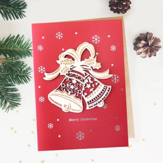 Felicitare de Craciun Ornament din lemn Clopotei