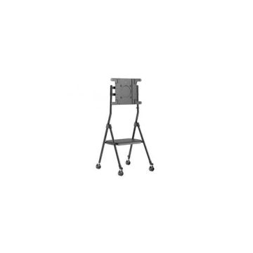 Stand TV mobil pe roti Maclean MC-941, raft pentru dispozitive multimedia, 32inch - 55inch, reglabil, 50 Kg (Negru)