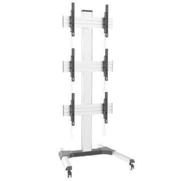 Stand TV Techly ICA-TR3VW, suporta 3 televizoare, 32inch - 55inch, 150 kg (Argintiu)
